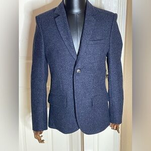 Jack Wills Men's Size Small Moon Tweed Wool Jacket Blazer Gray​​​​​​​​​